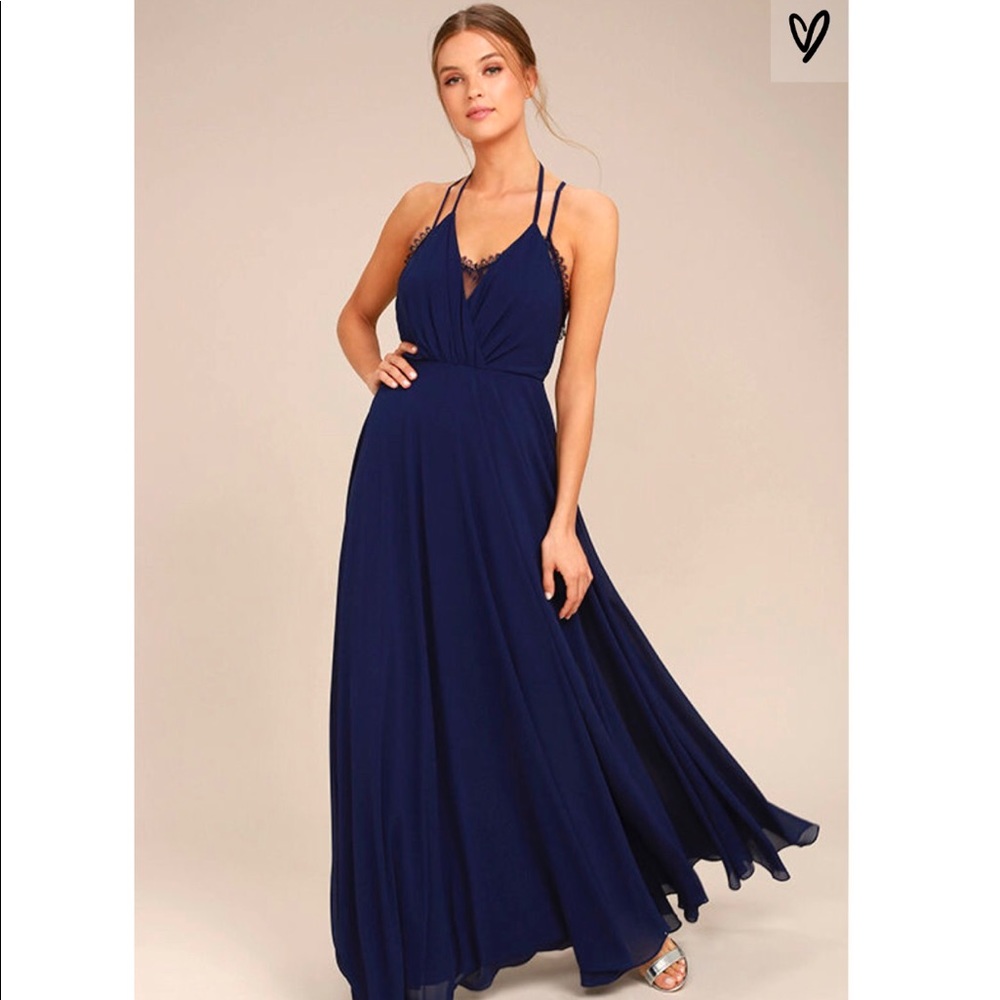 Celebrate the moment Navy Blue Lace Maxi Dress